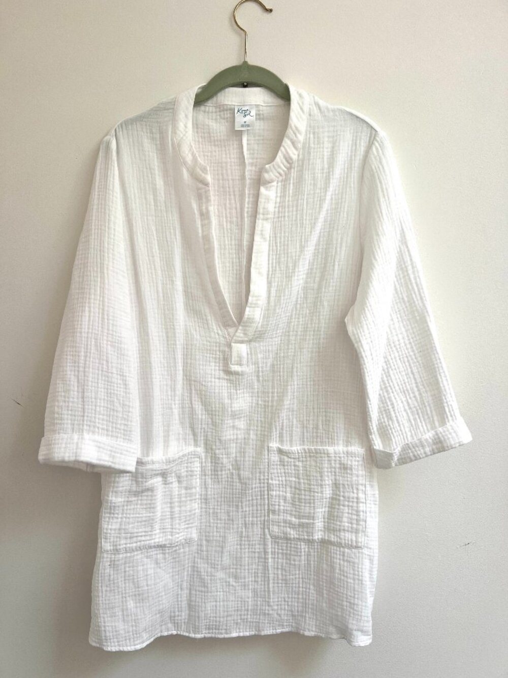 Kona Sol Gauze Tunic Swim Cover-Up in white